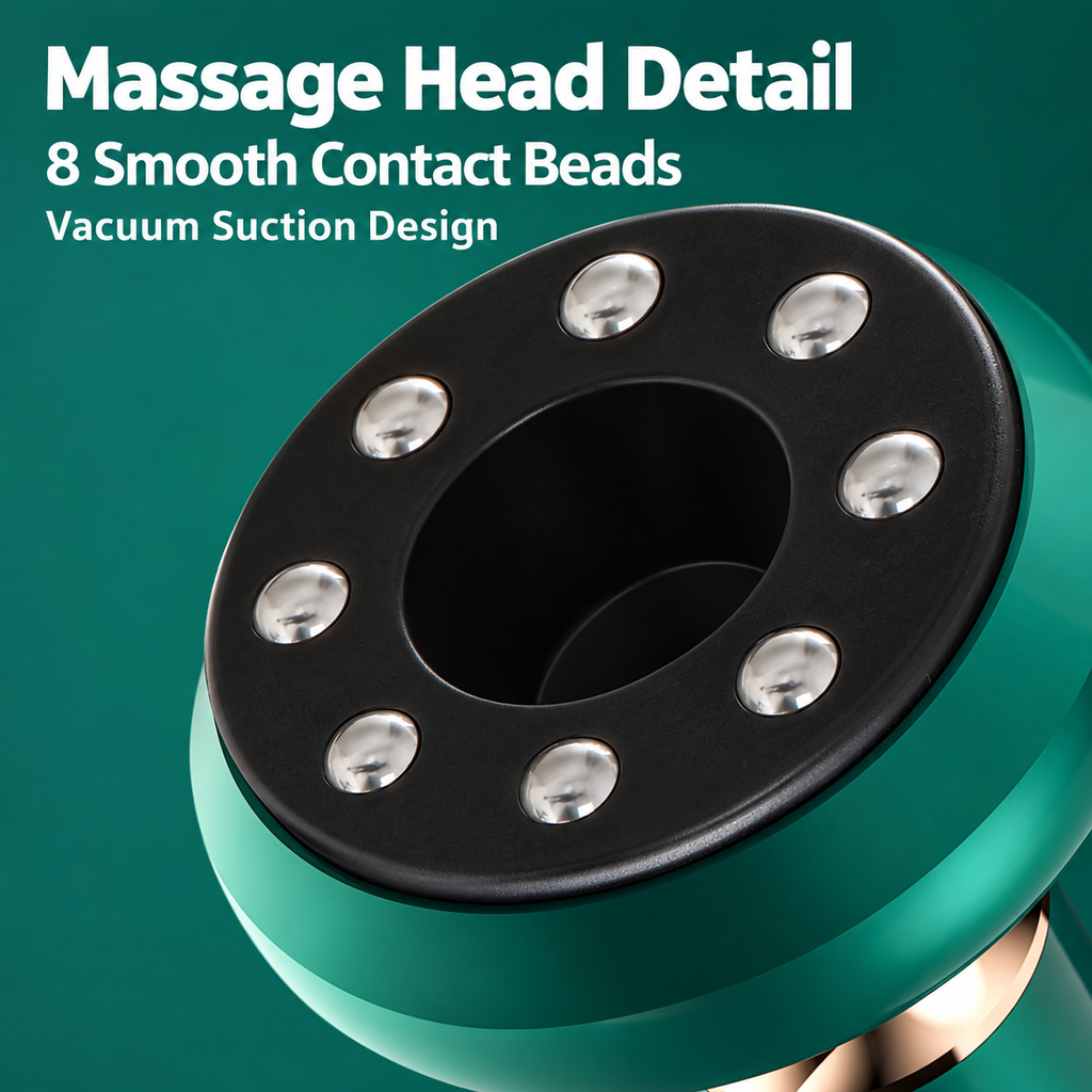 Rechargeable Electric Cupping Massager with Heat, 12 Suction Levels & 20 mL Massage Oil – Green