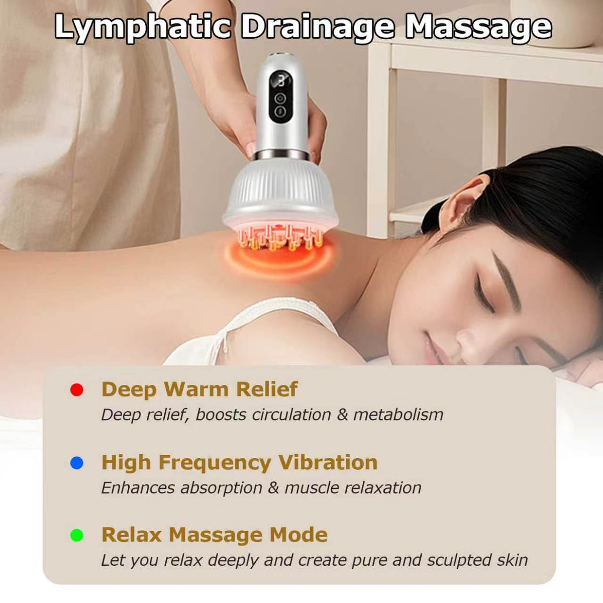 Rechargeable Abdominal Massager with Heat, Vibration, 3 Modes & 9 Intensity Levels