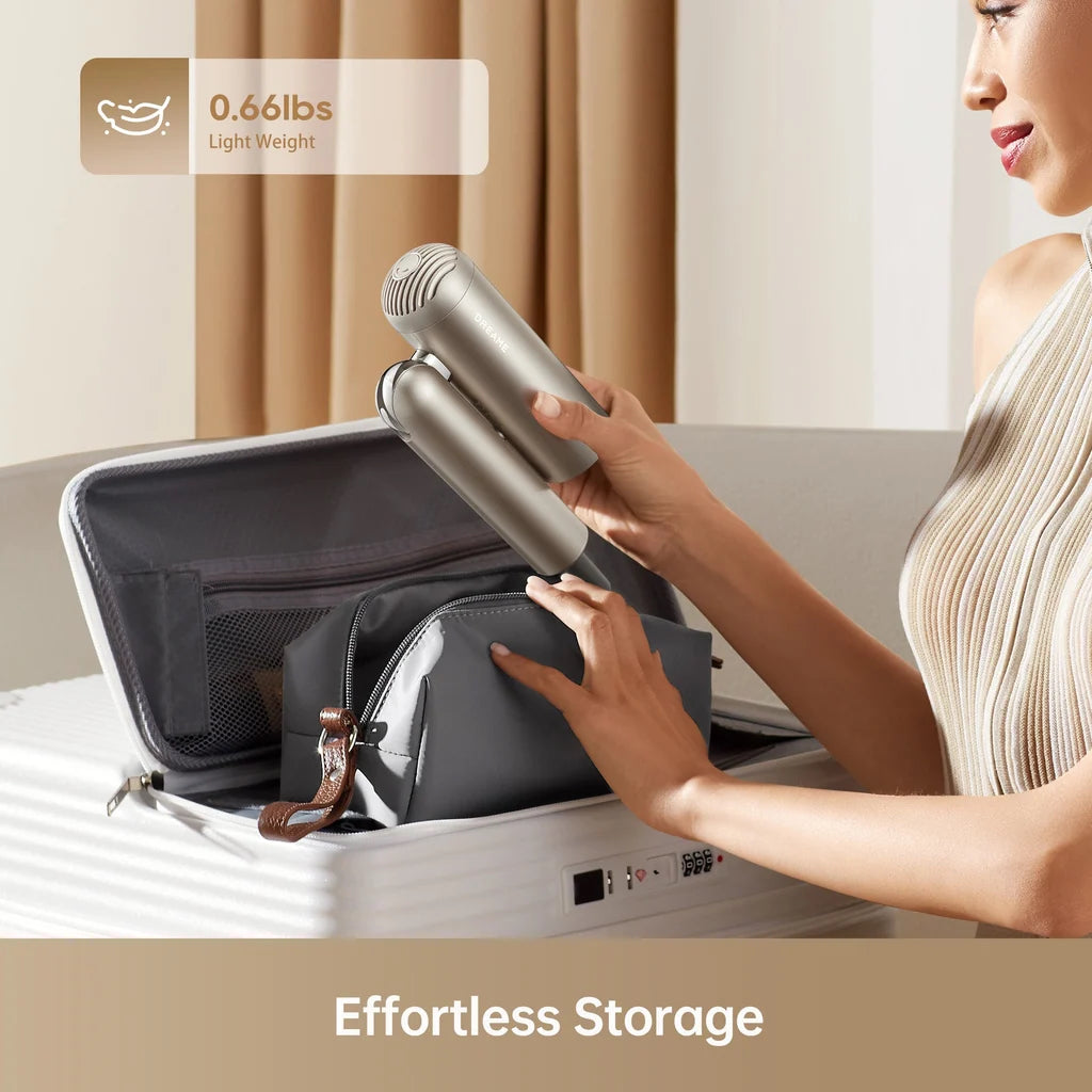 Open Box – Dreame Pocket Foldable High-Speed Ionic Hair Dryer with Styling Attachments & Travel Pouch