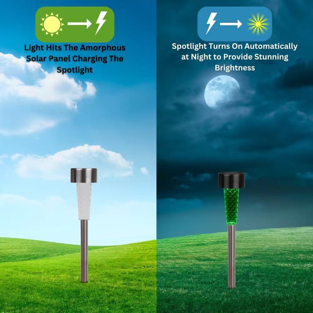 Moonrays Solar LED Garden Stake Lights Outdoor Color Changing Landscape Lights for Yard Pathway Lawn 2 Set 3 Pack Per Set Total 6 Lights