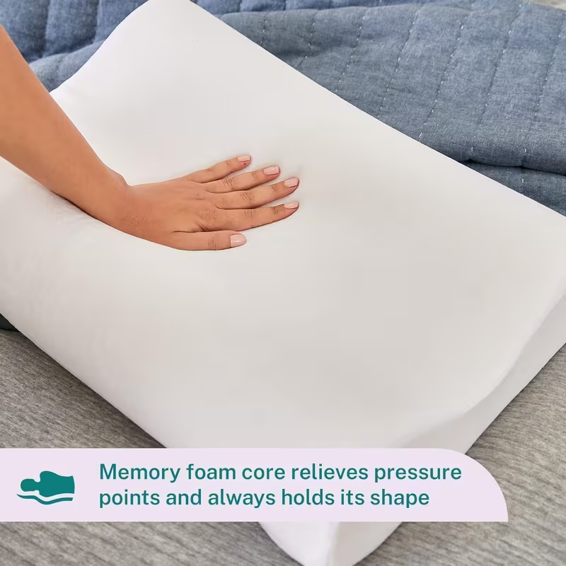 Memory Foam Neck Pillow with Washable Cover – Ergonomic Support Pillow for Comfortable Sleep