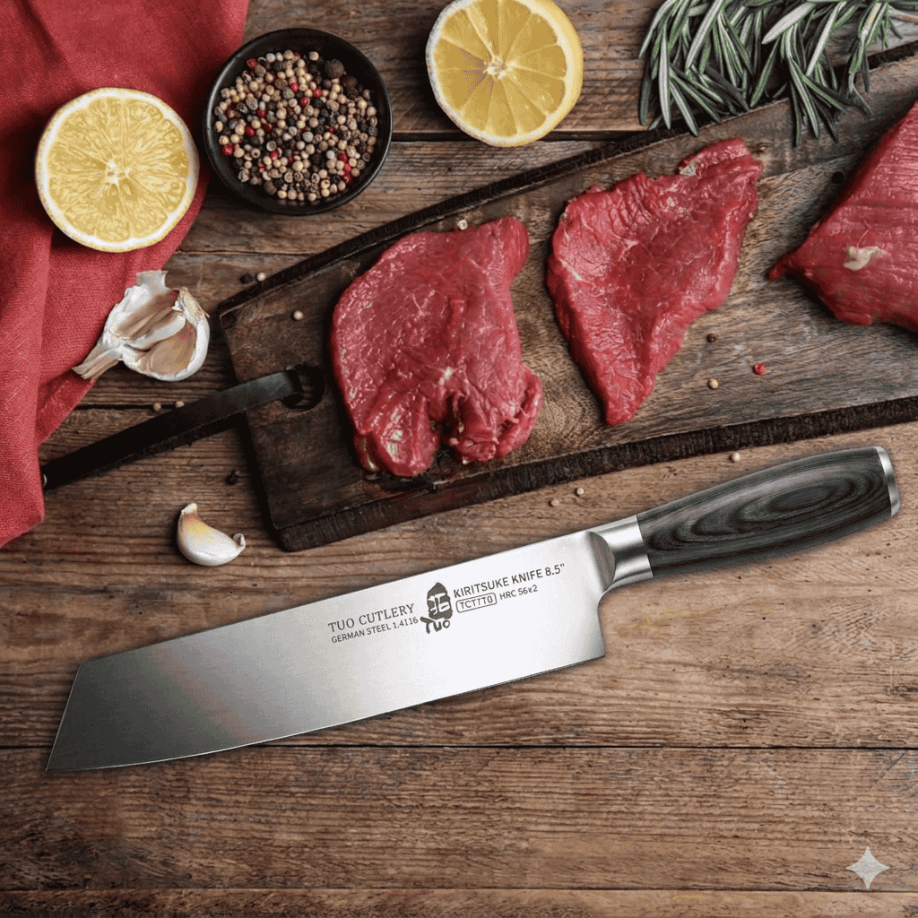 TUO Kiritsuke Knife - 8 Inch Kiritsuke Chef Knife - High Carbon German Steel with Gift Box
