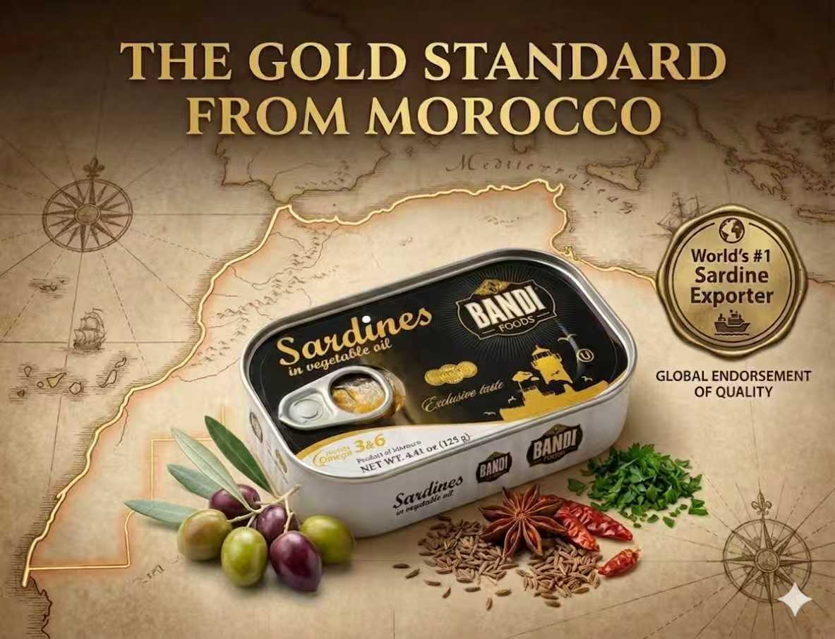 BANDI FOODS Sardines in Vegetable Oil – Wild Caught, 1460mg Omega-3 per Serving, Exclusive Taste, Product of Morocco, Net Wt. 4.41 oz (125 g), Best Before Dec 31, 2029