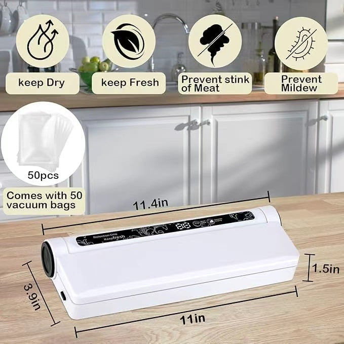 Kanator Handheld Vacuum Sealer Machine with 20 Vacuum Bags, 60kPa Powerful Suction Portable Food Vacuum Sealer for Dry & Wet Food Storage