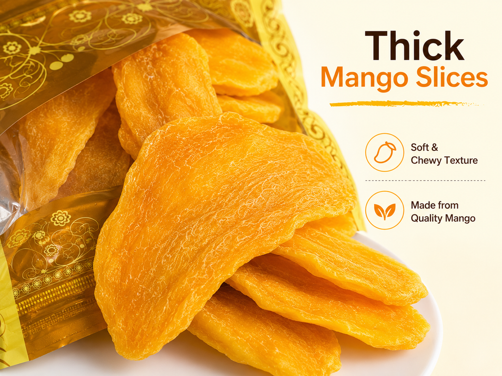 1 lb Dried Mango Slices – Sweet & Chewy Fruit Snack | Resealable Stand-Up Pouch