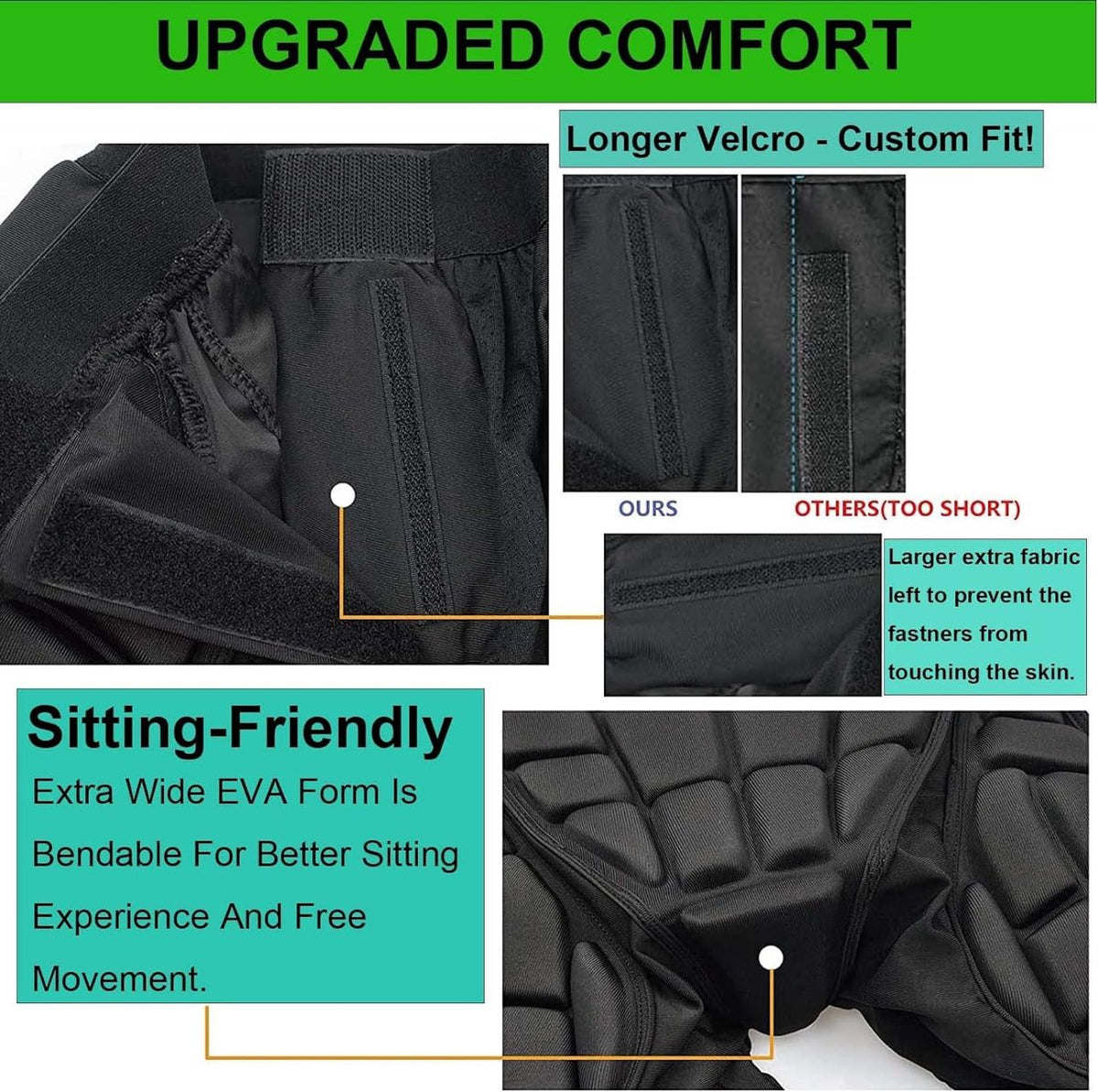 Adult 3D Padded Protective Shorts for Skiing, Snowboarding & Skating