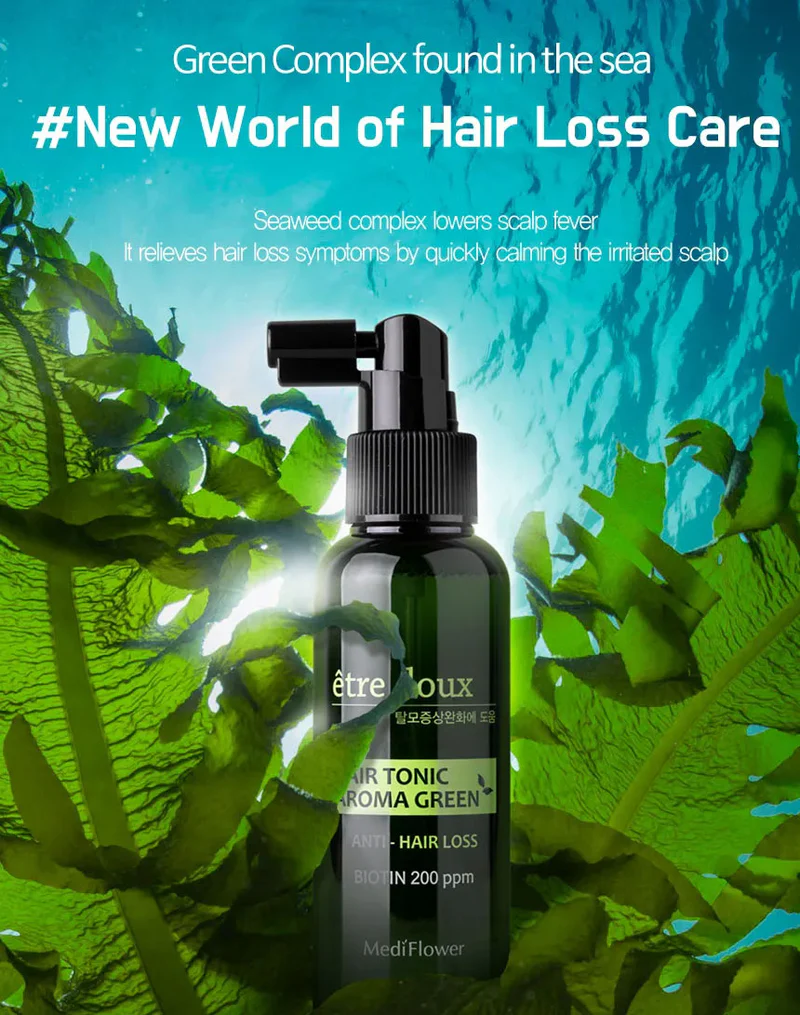 Medi Flower Etre doux Aroma Green Hair Tonic 100ml Best Before 2028-12-01