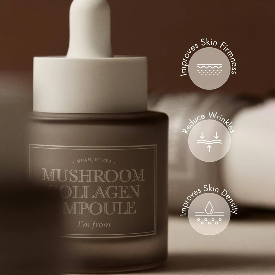 Mushroom Collagen Ampoule 30ml Hydrating Firming Facial Serum for Smooth Skin