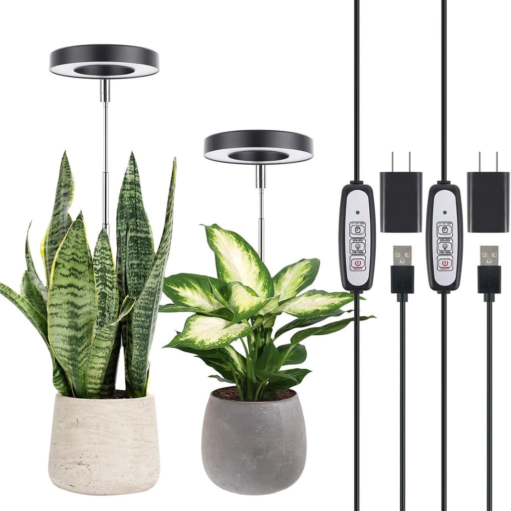 Lordem Adjustable LED Grow Light for Indoor Plants, 3 Colour Modes & Timer – Single or 2-Pack