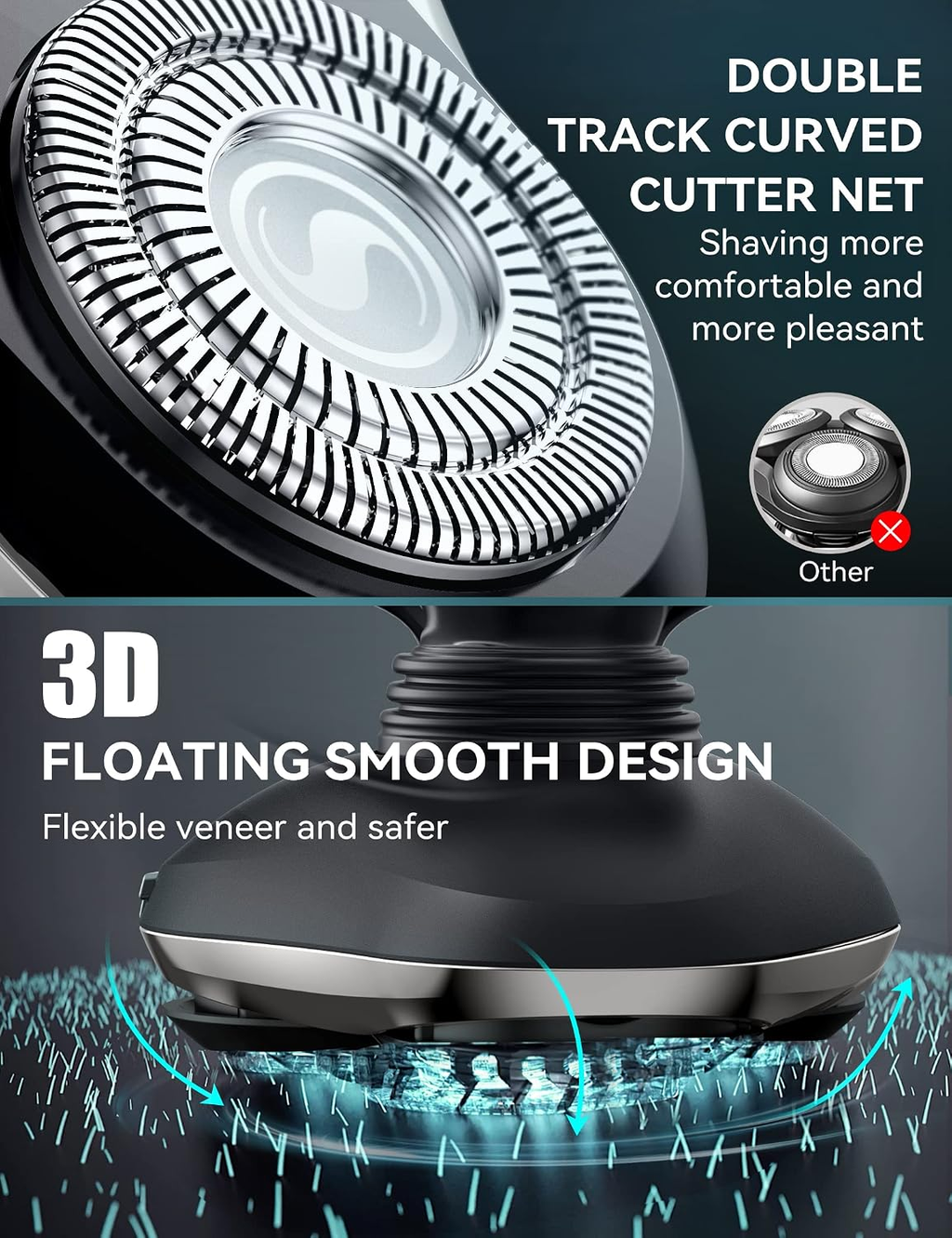 KENSEN Men's Rechargeable Rotary Electric Shaver – Wet & Dry, IPX6 Water-Resistant, LED Display