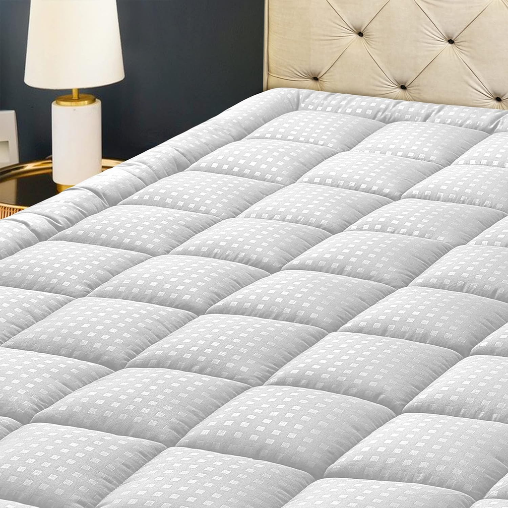 Quilted Mattress Pad Mattress Topper Mattress Protector, Deep Pocket Fit 8-21 Inch Mattresses, Soft Breathable Microfiber Cover