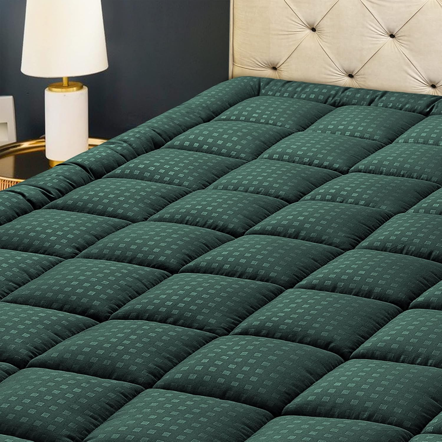 Quilted Mattress Pad Mattress Topper Mattress Protector, Deep Pocket Fit 8-21 Inch Mattresses, Soft Breathable Microfiber Cover