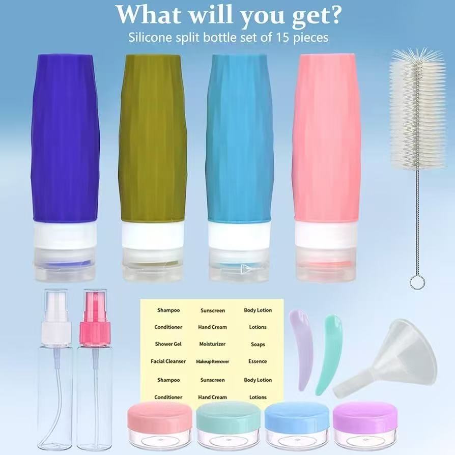 16PCS Travel Bottles Set – TSA Approved Leak-Proof Refillable Containers for Toiletries
