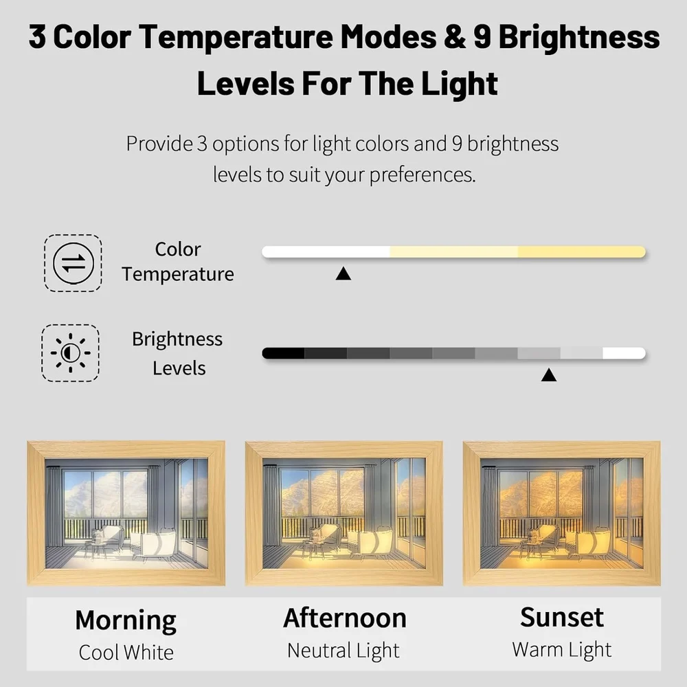 Golden 3d wooden Photo Frame Light, For Home