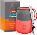 Energify 12 oz Vacuum Insulated Stainless Steel Food Jar with Folding Spoon – Coral Red or Mint Green