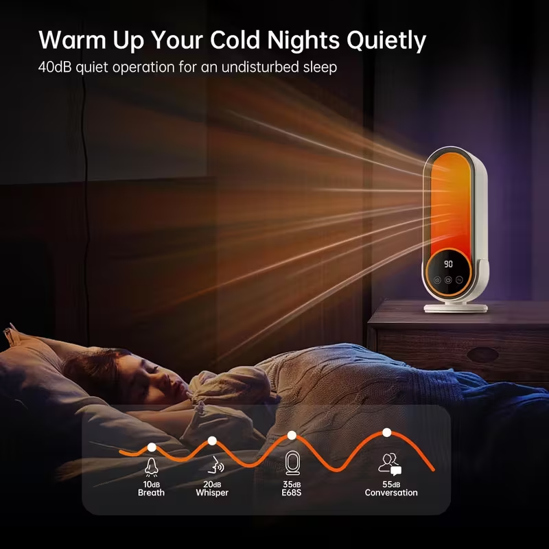 Portable Space Heater 1200W – Fast Heating PTC Ceramic Heater with Remote, Adjustable Thermostat & Timer for Home, Office & Bedroom