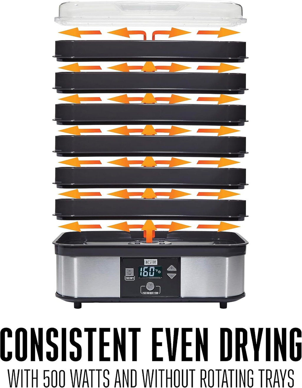 Weston 6-Tray Digital Food Dehydrator 500W with Adjustable Digital Controls – Open Box
