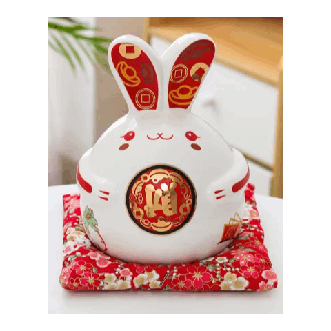 Cute Rabbit Ceramic Piggy Bank – Decorative Money Box for Home and Gift