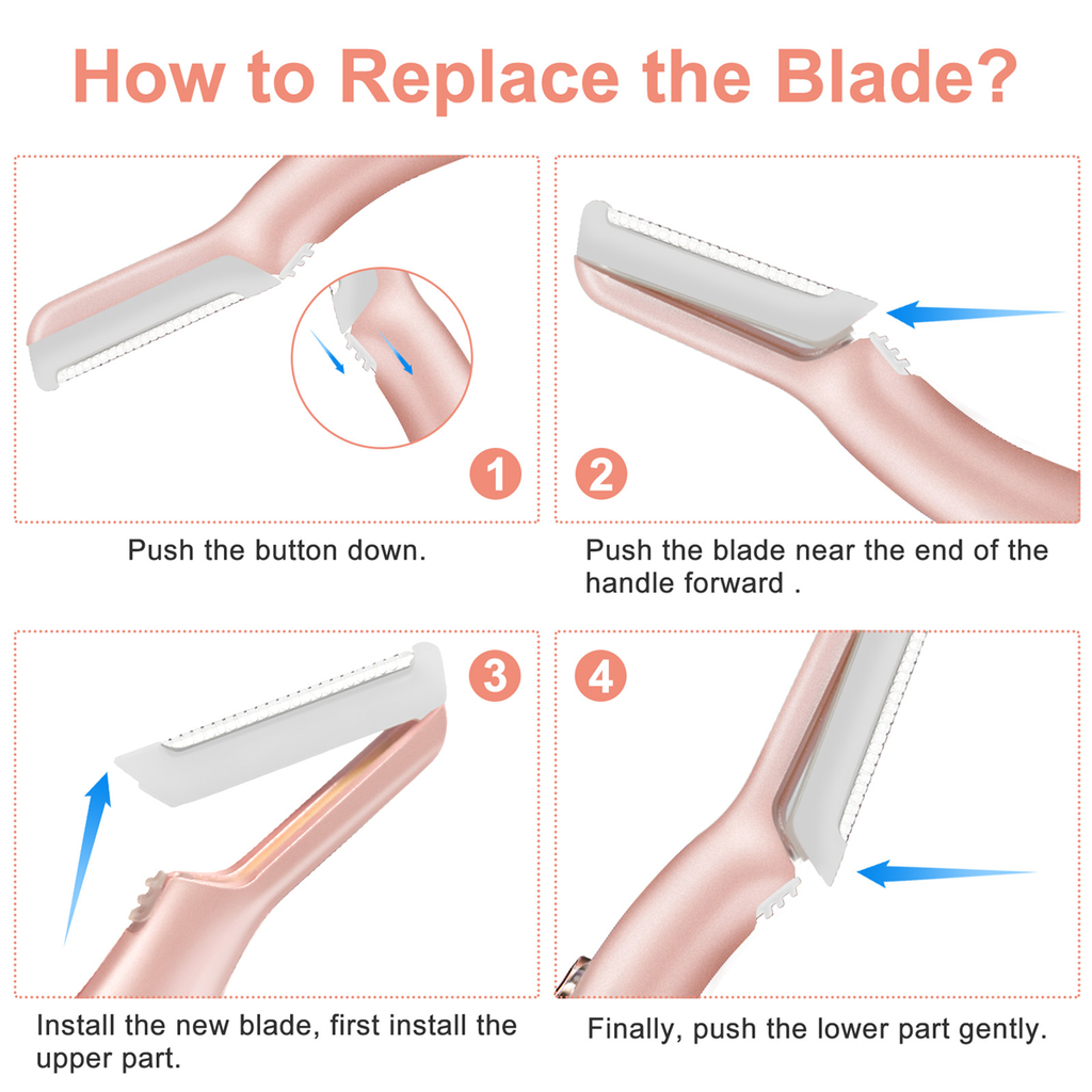 Hizek Eyebrow Razor Shaver with LED Light + 6pcs Cutter Head