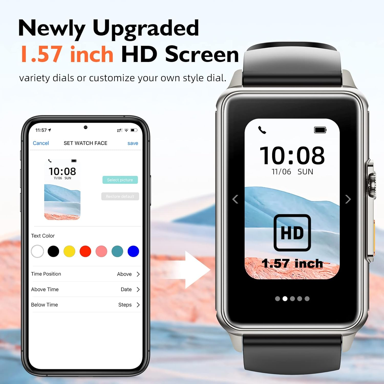 1.57" Bluetooth Smart Watch with Calling Function – Activity Tracker for Android & iOS