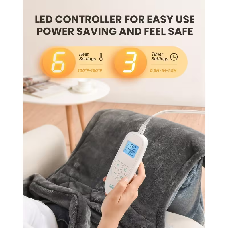 Electric Heating Pad for Neck and Shoulders – Weighted Heat Wrap with Adjustable Temperature and Auto Shut Off