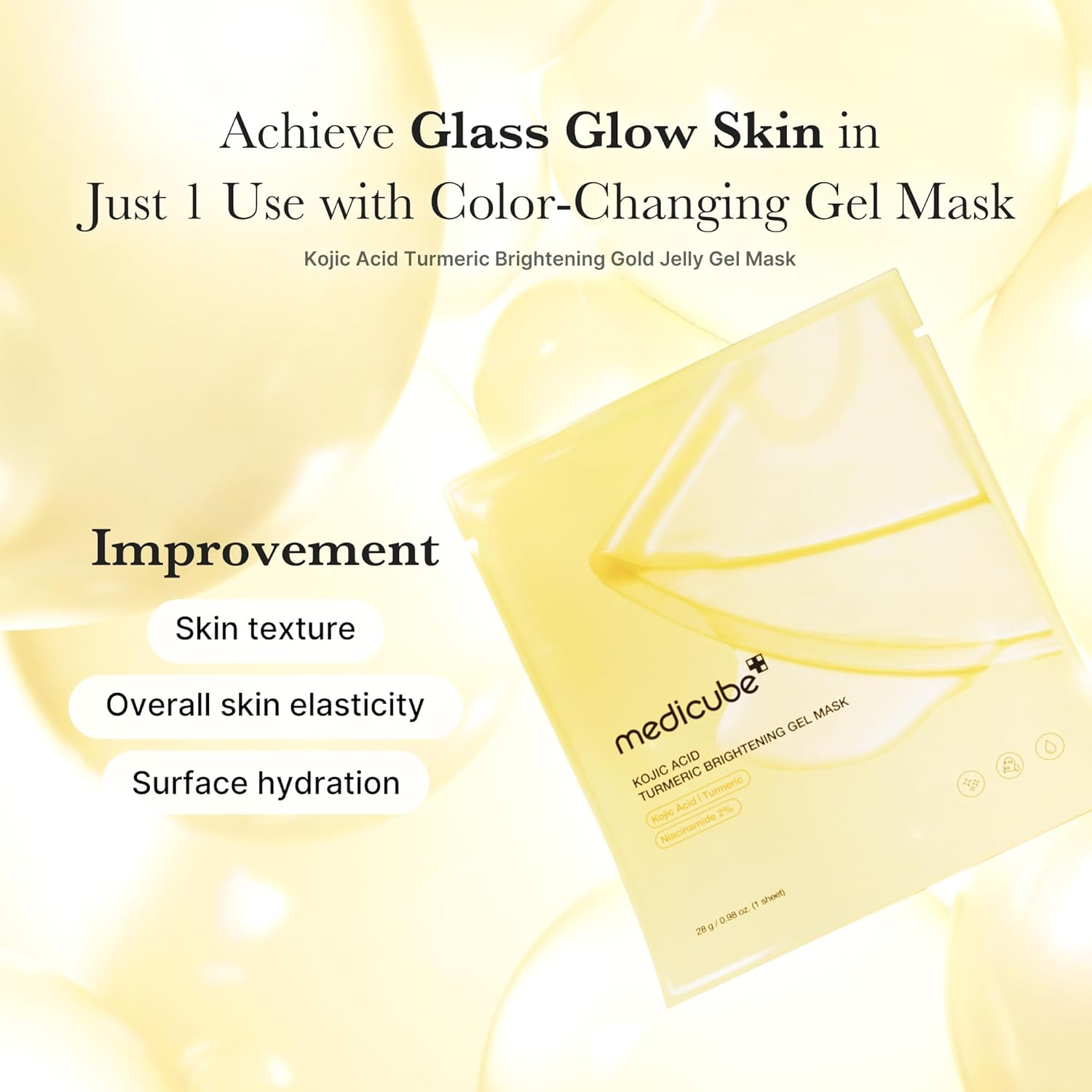Medicube Kojic Acid Turmeric Brightening Gold Jelly Gel Mask, 28g x 4ea
