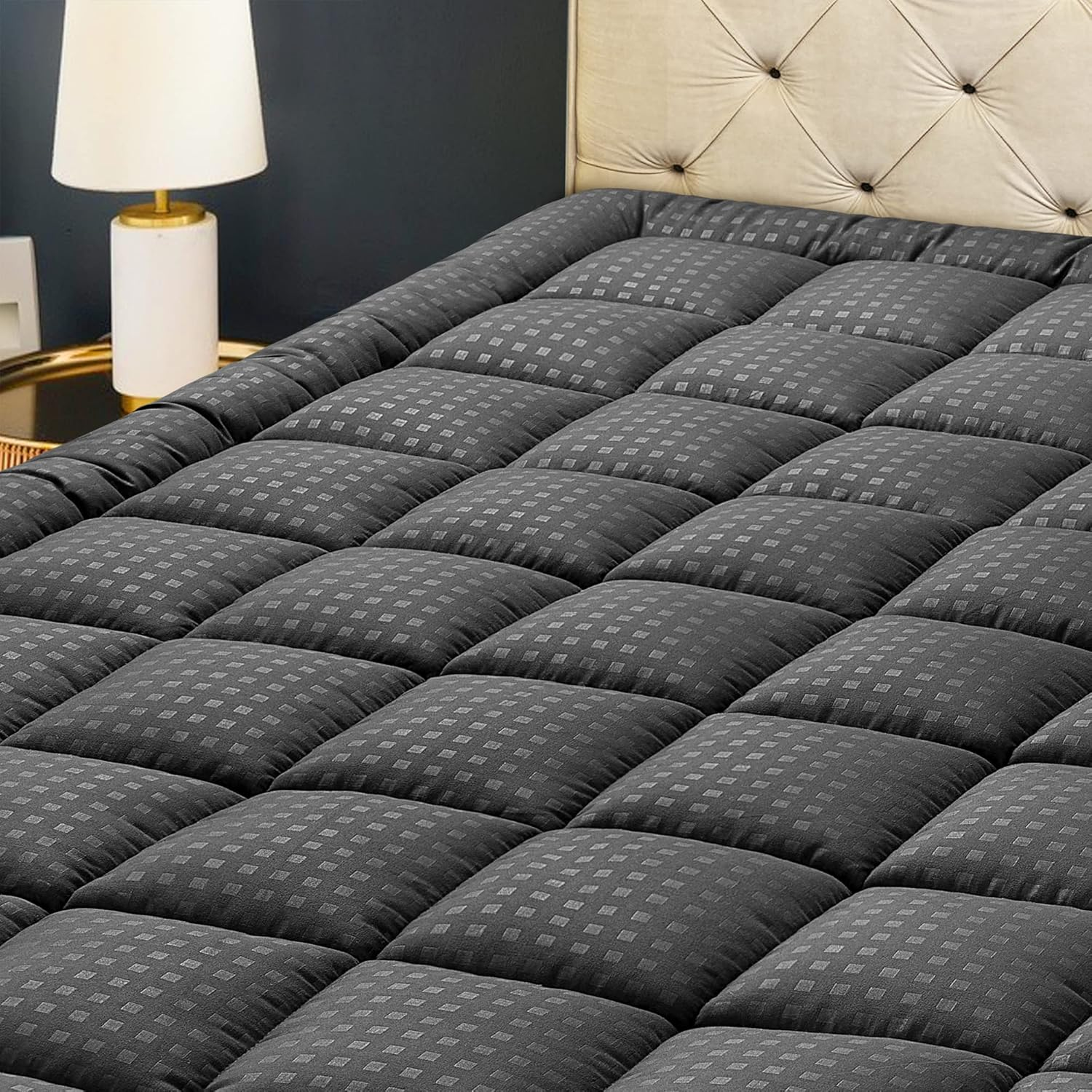 Quilted Mattress Pad Mattress Topper Mattress Protector, Deep Pocket Fit 8-21 Inch Mattresses, Soft Breathable Microfiber Cover
