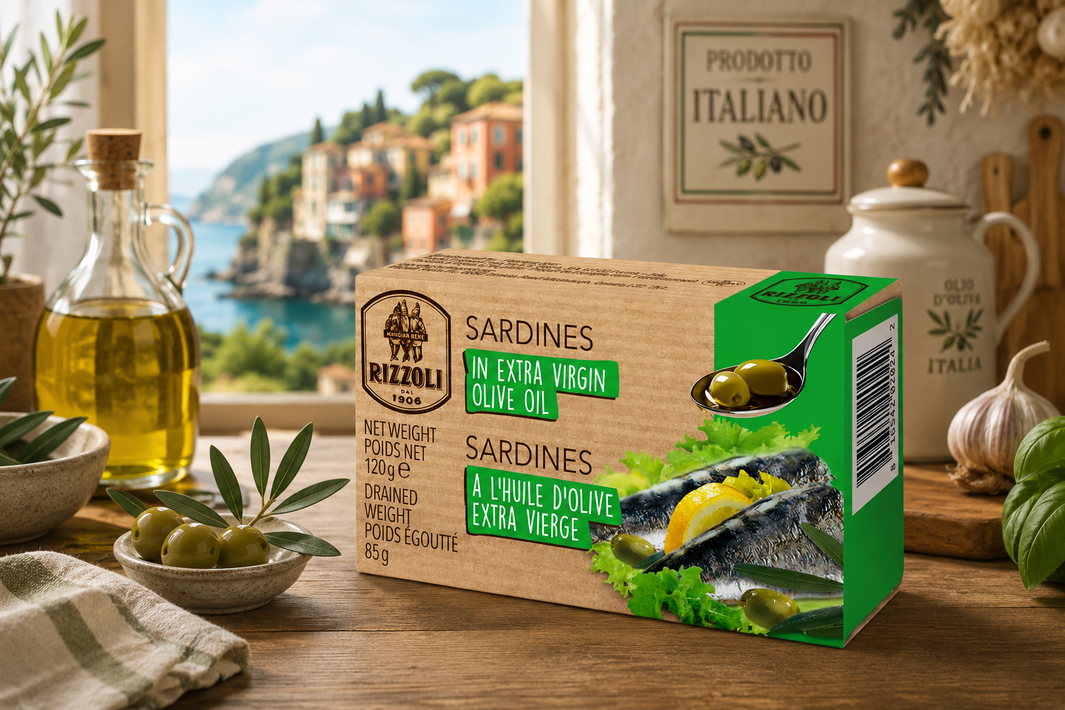 Rizzoli Sardines in Extra Virgin Olive Oil, 2-Pack Canned Sardines, Imported Italian Sardines, Ready to Eat Seafood