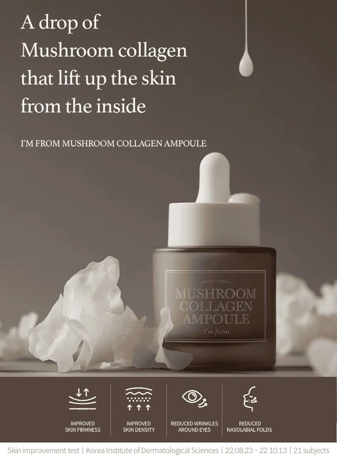 Mushroom Collagen Ampoule 30ml Hydrating Firming Facial Serum for Smooth Skin