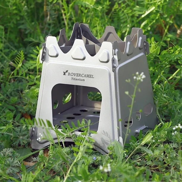 RoverCamel Portable Titanium Camping Stove Lightweight Backpacking Wood Stove Compact Outdoor Cooking Stove for Hiking Camping