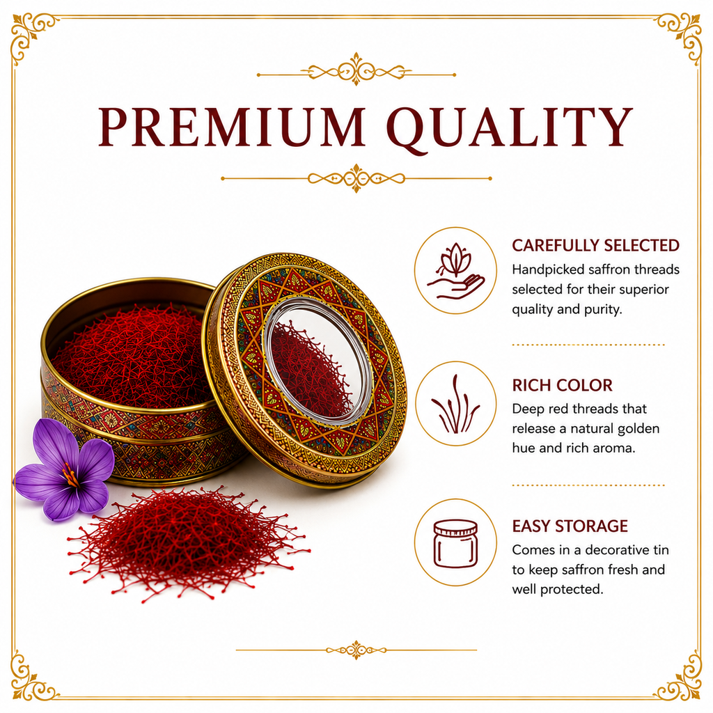 Premium Saffron Threads 2g Decorative Tin