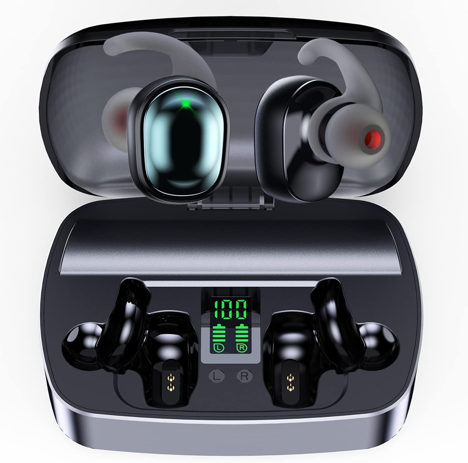 Ruinsto Waterproof Wireless Earbuds – Sports Bluetooth Earphones with Charging Case, Dynamic Bass & Touch Control