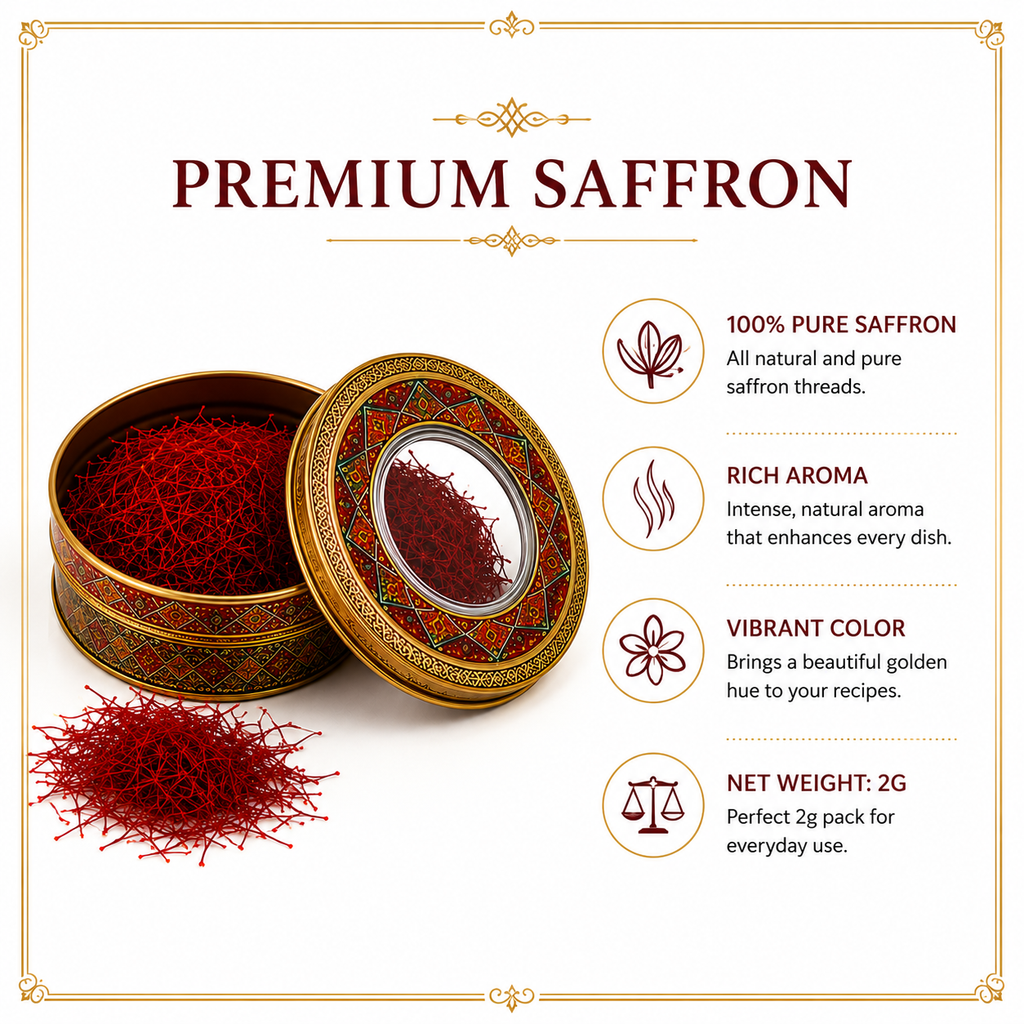 Premium Saffron Threads 2g Decorative Tin
