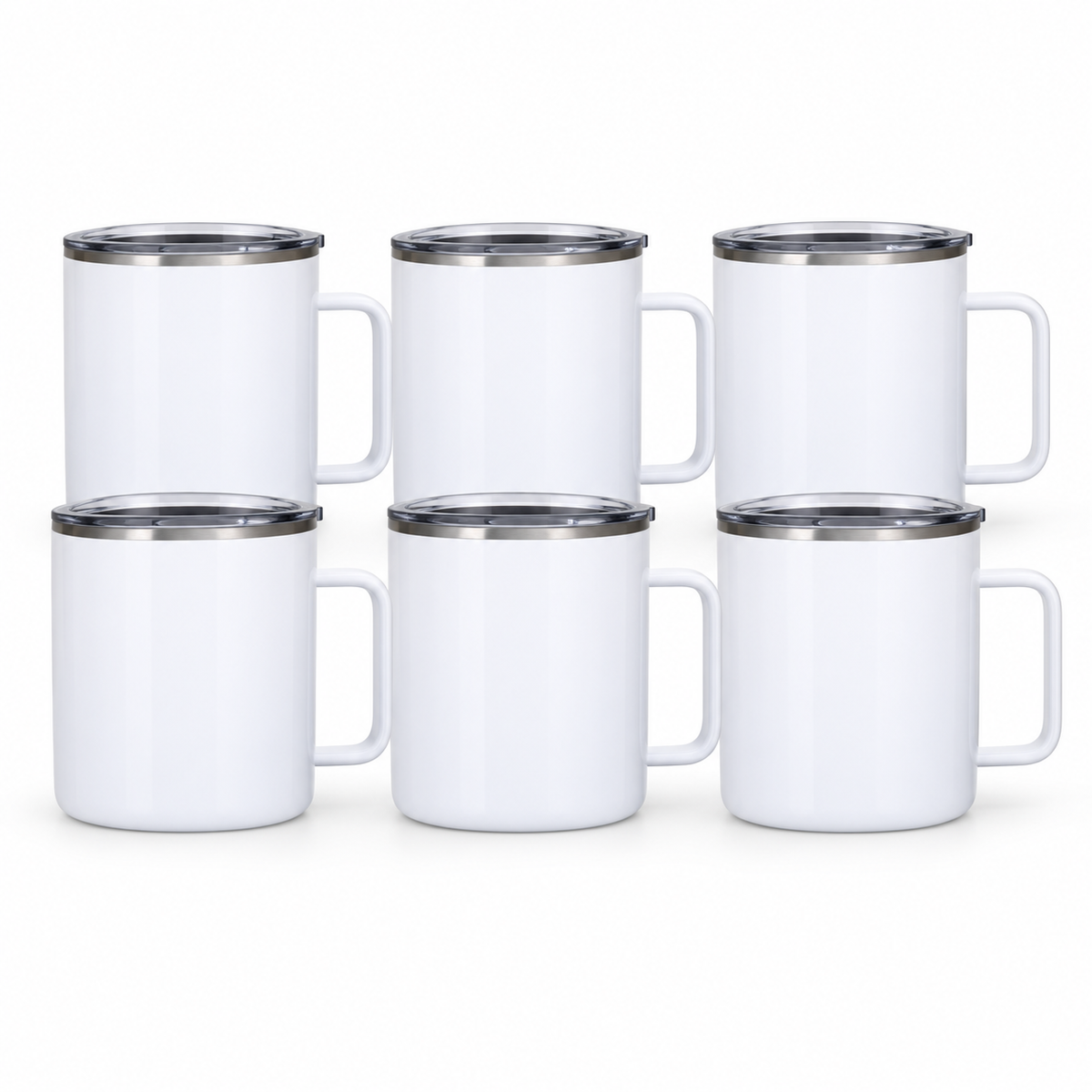 12 oz White Stainless Steel Insulated Coffee Mugs with Handles & Lids（56*56*27）