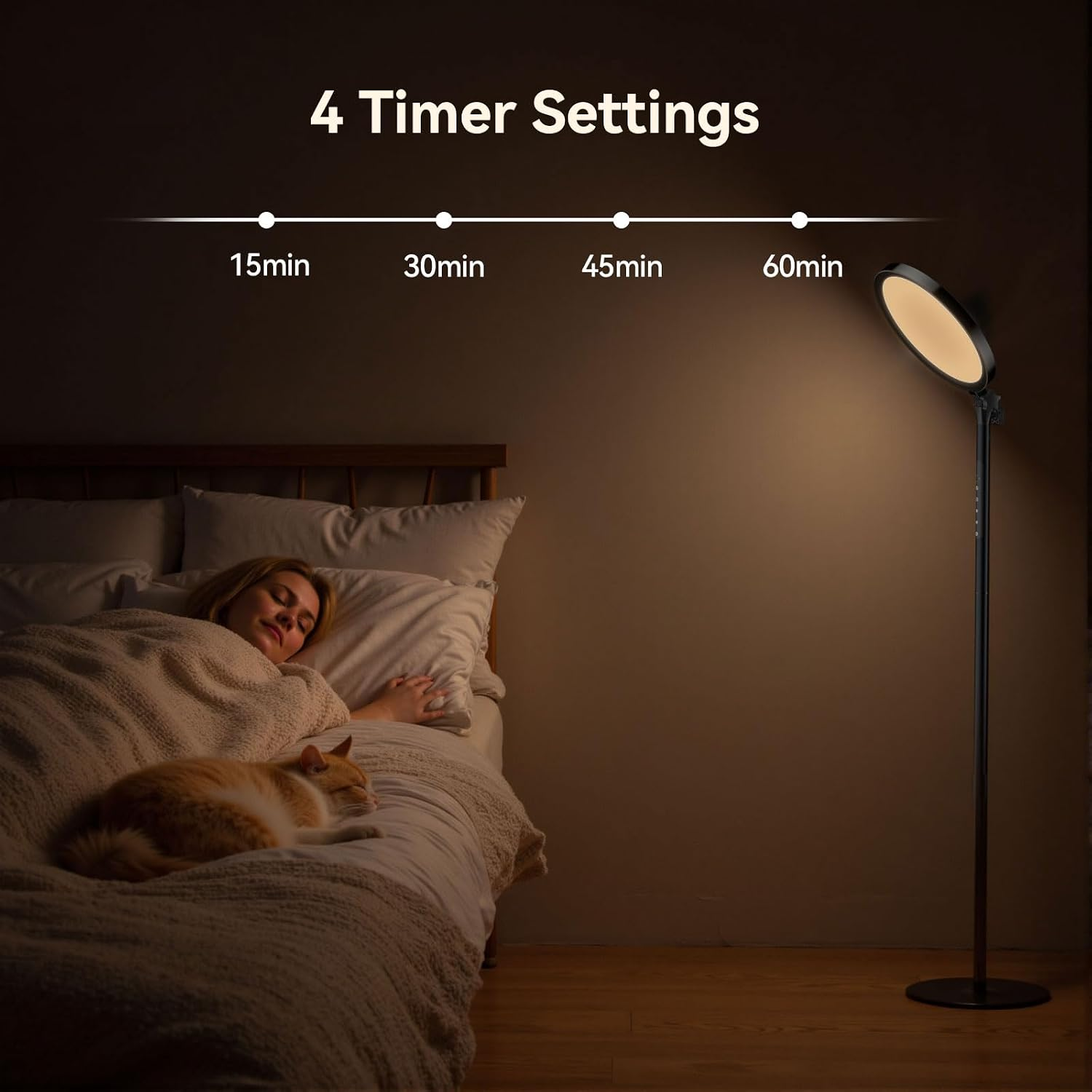12000 Lux UV-Free Full Spectrum Floor Lamp with Remote, Touch Control, Adjustable Height, Timer, 4 Color Temperatures & 5 Brightness Levels