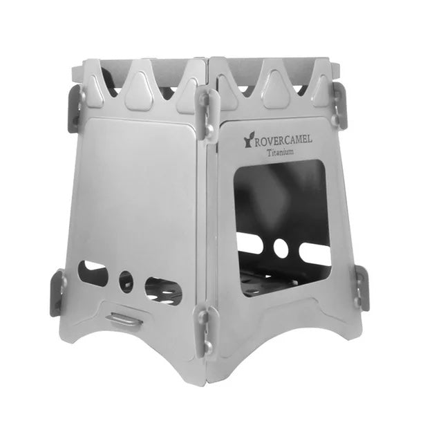 RoverCamel Portable Titanium Camping Stove Lightweight Backpacking Wood Stove Compact Outdoor Cooking Stove for Hiking Camping