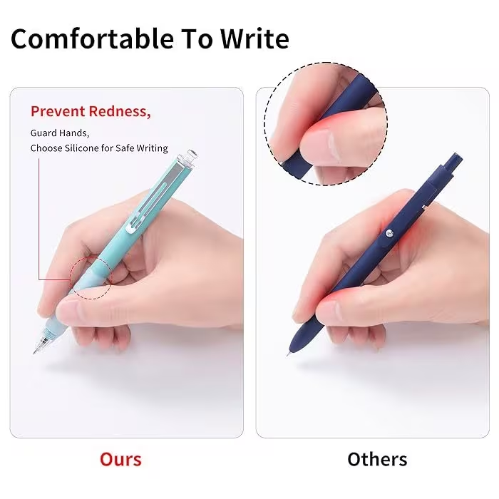 12 Pack Aesthetic Ballpoint Pens – 1.0mm Smooth Writing Black Ink, Soft Grip Retractable Pens for School, Office & Journaling