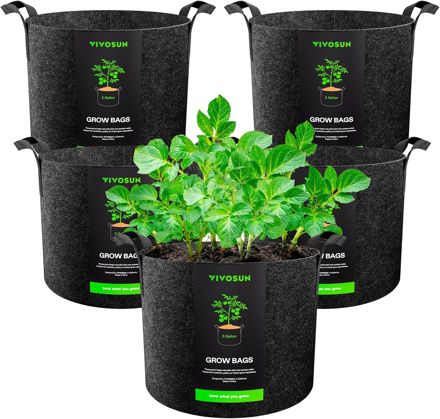 Fabric Grow Bags with Handles, Thickened Breathable Plant Pots, Nonwoven Garden Planters for Vegetables, Flowers, Indoor & Outdoor Gardening