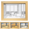 Golden 3d wooden Photo Frame Light, For Home