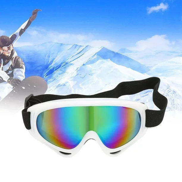 White Frame Ski & Snowboard Goggles – Dual Lens, Adjustable Strap, Over-Glasses Fit