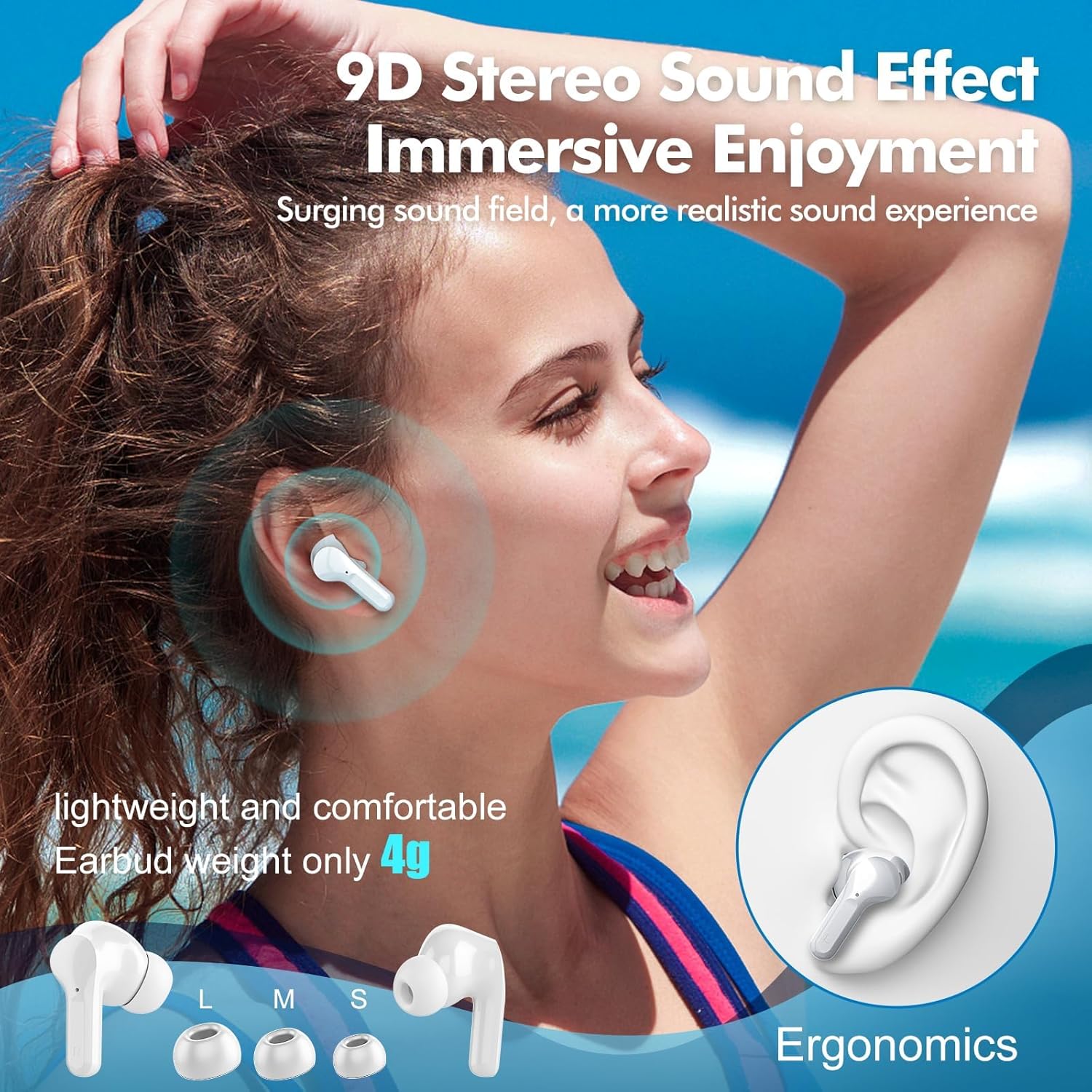 Wireless Bluetooth Earbuds with LED Display Charging Case – True Wireless Stereo Headphones for Gym, Sports & Daily Use