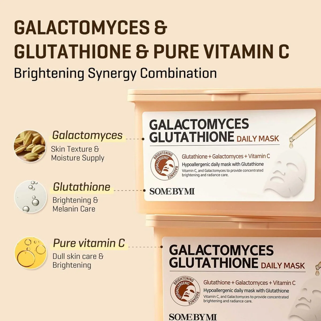SOME BY MI Galactomyces Glutathione Daily Mask 30pcs, Best Before 1/20/2028