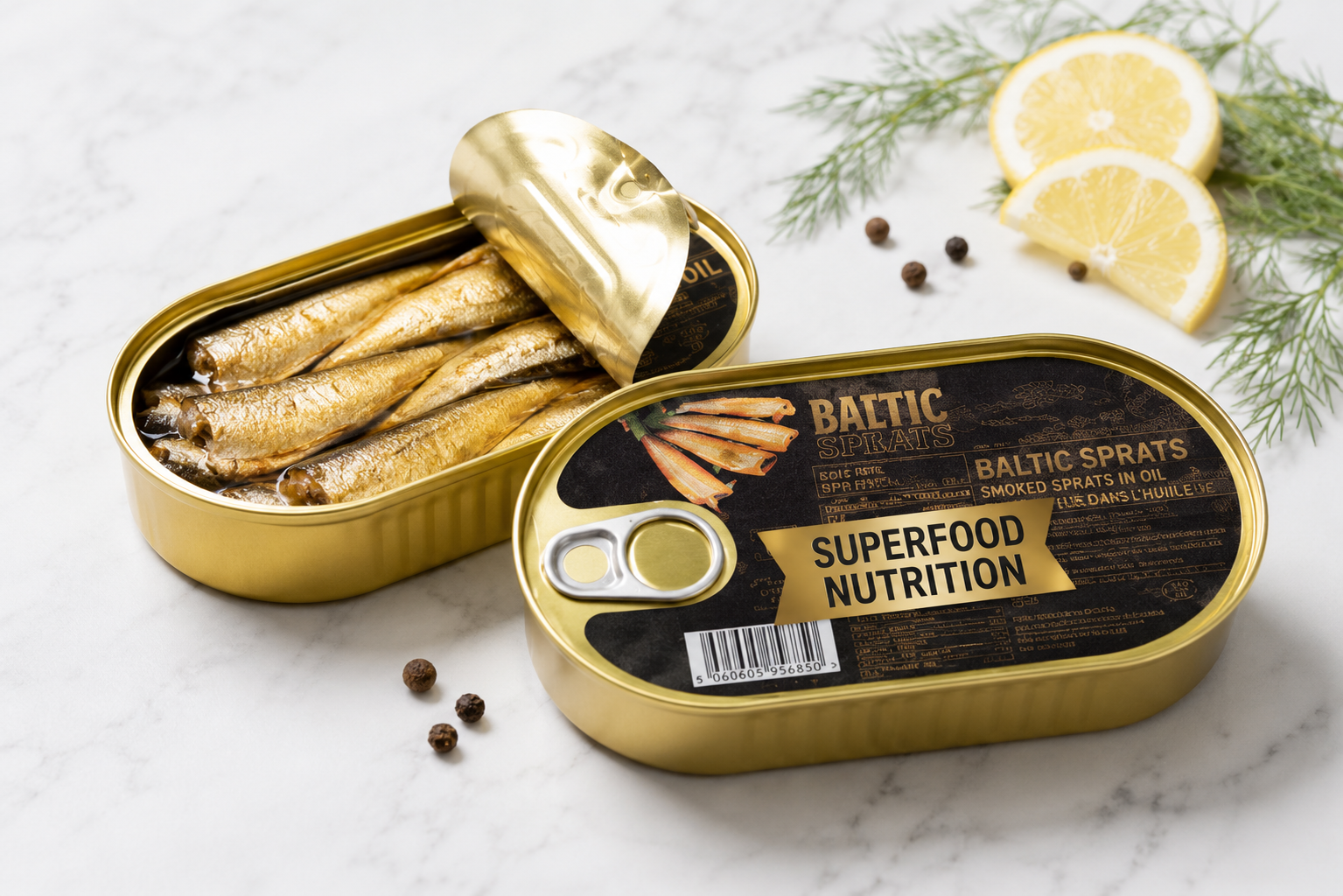 Baltic Sprats in Oil, Ready-to-Eat Canned Fish Snack, 2 Pack, Best Before May 2028