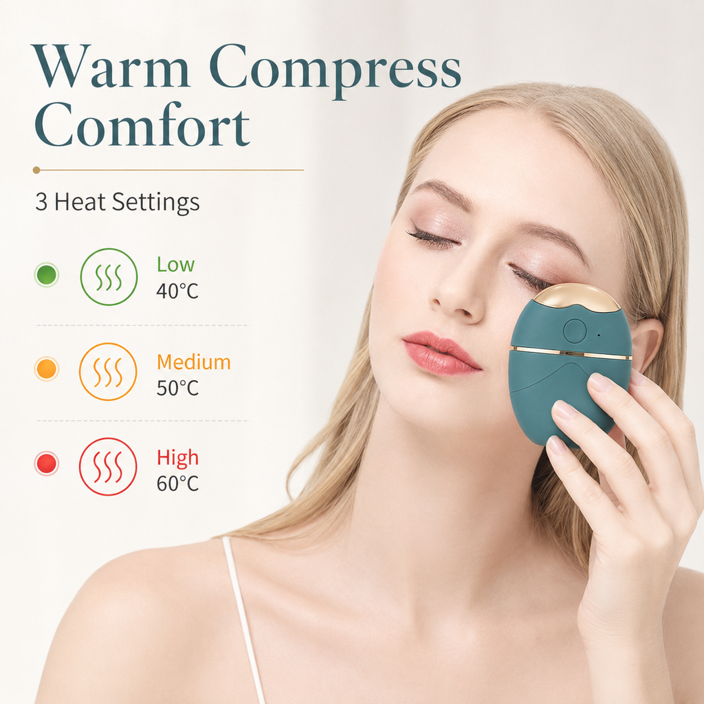 Portable Multi-Function Eye Care Device with Fine Mist, Warm Compress, 3 Heat Settings and USB Rechargeable Design