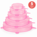Silicone Stretch Lids Set, Reusable Food Covers, BPA-Free Flexible Sealing Lids for Bowls, Cups & Containers, Leakproof, Microwave & Dishwasher Safe (5 Pack)