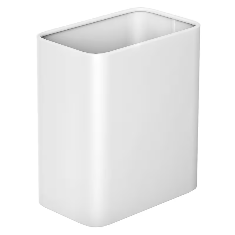 Modern Stainless Steel Bathroom Trash Can – Small Metal Waste Basket for Bedroom, Office, Kitchen (Silver / White)