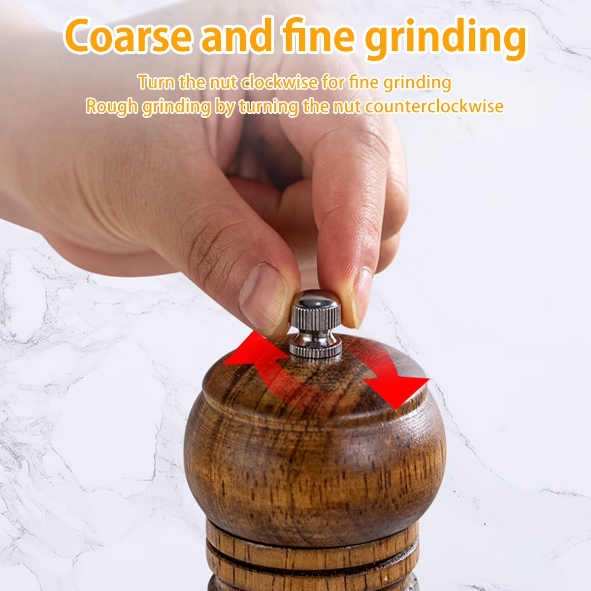 Wood Pepper Mill Grinder Adjustable Ceramic Core Salt & Pepper Grinder Refillable Oak Wood Mill 5in8in10in