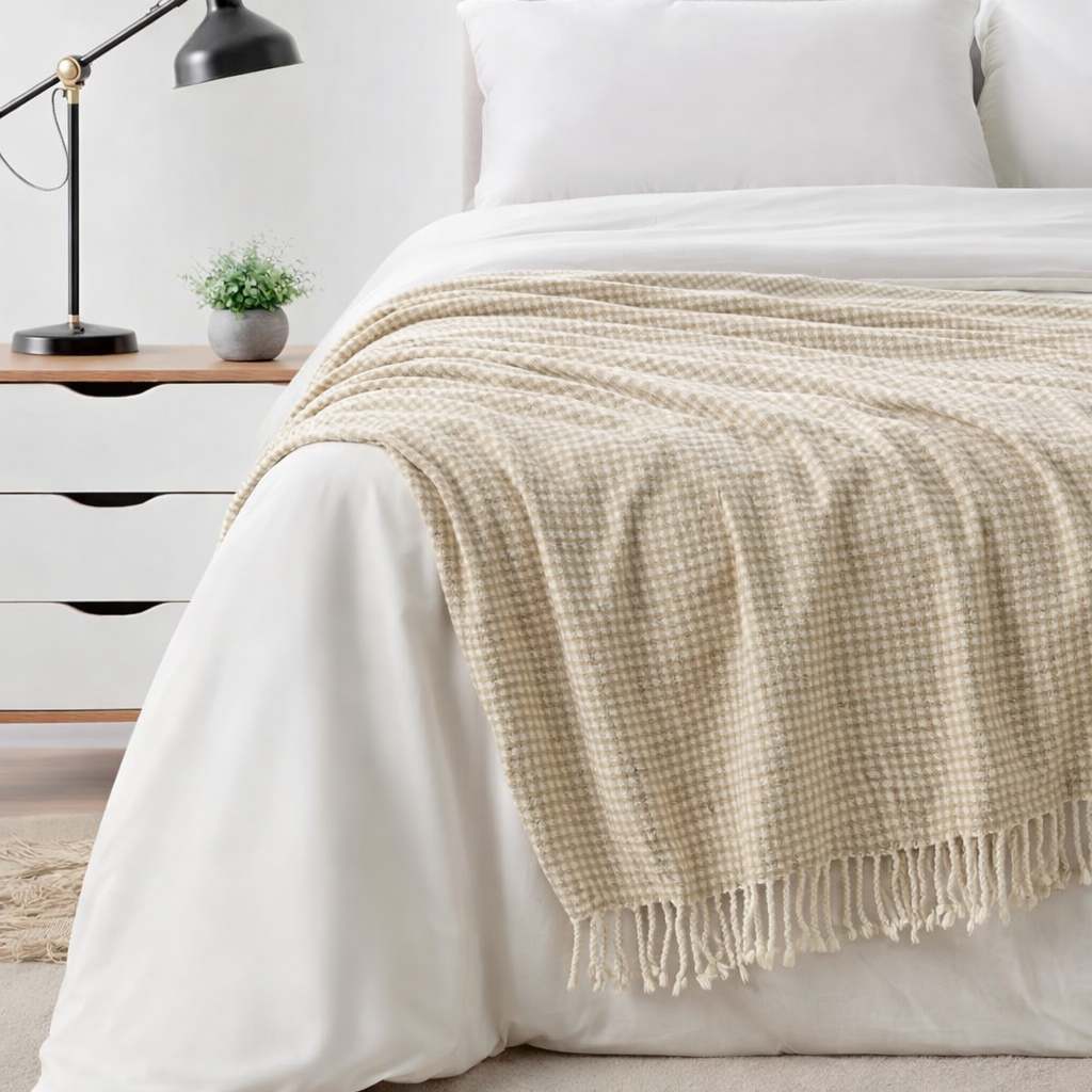 Bourina 100% Acrylic Throw Blanket – Soft Lightweight Couch & Bed Blanket, Decorative Knit, 50 x 60 Inches