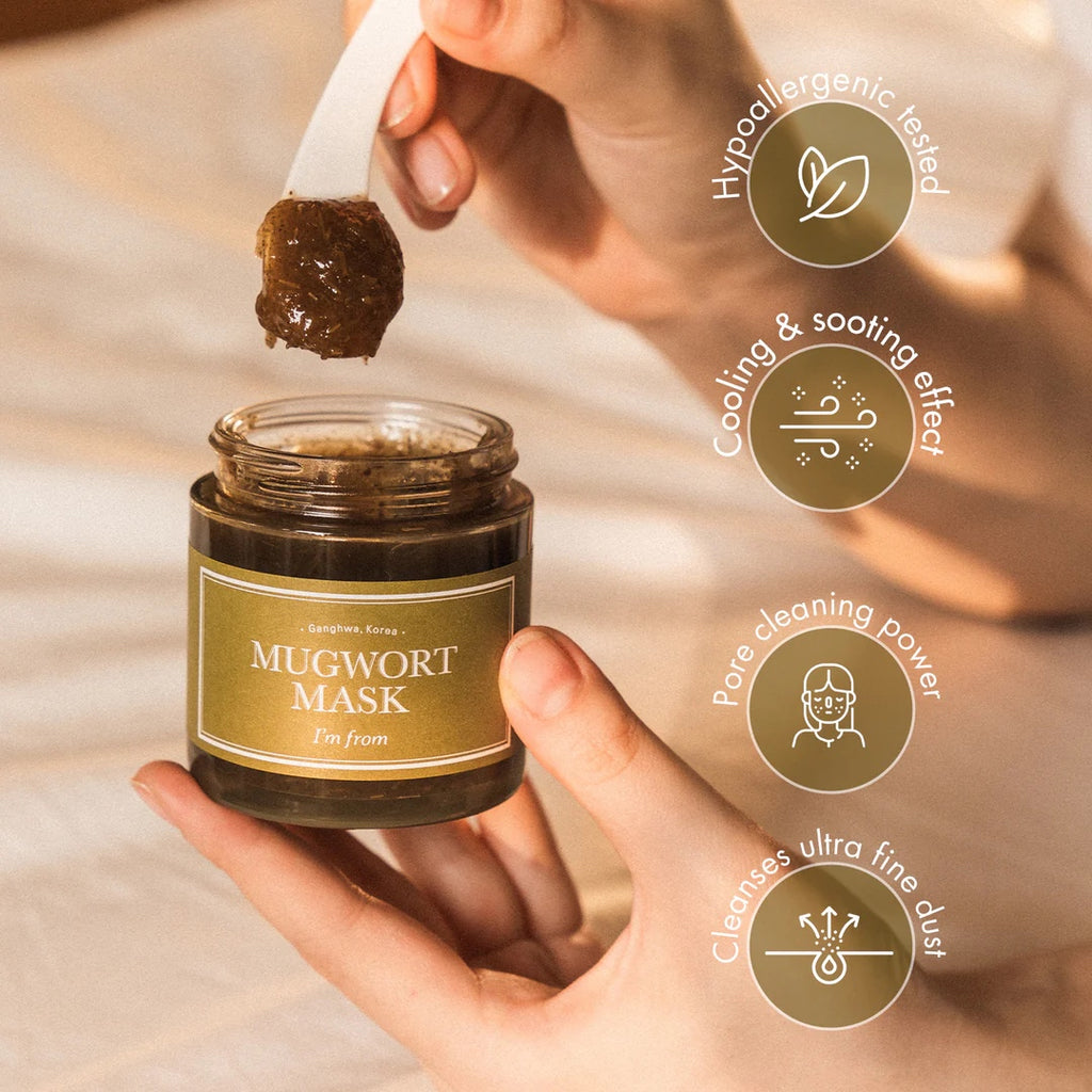 I’m From Mugwort Mask & Ginseng Mask Set, 2-Pack Wash-Off Facial Mask, Mugwort 100g + Ginseng 120g, Moisturizing, Smoothing & Refreshing Skin Care Mask