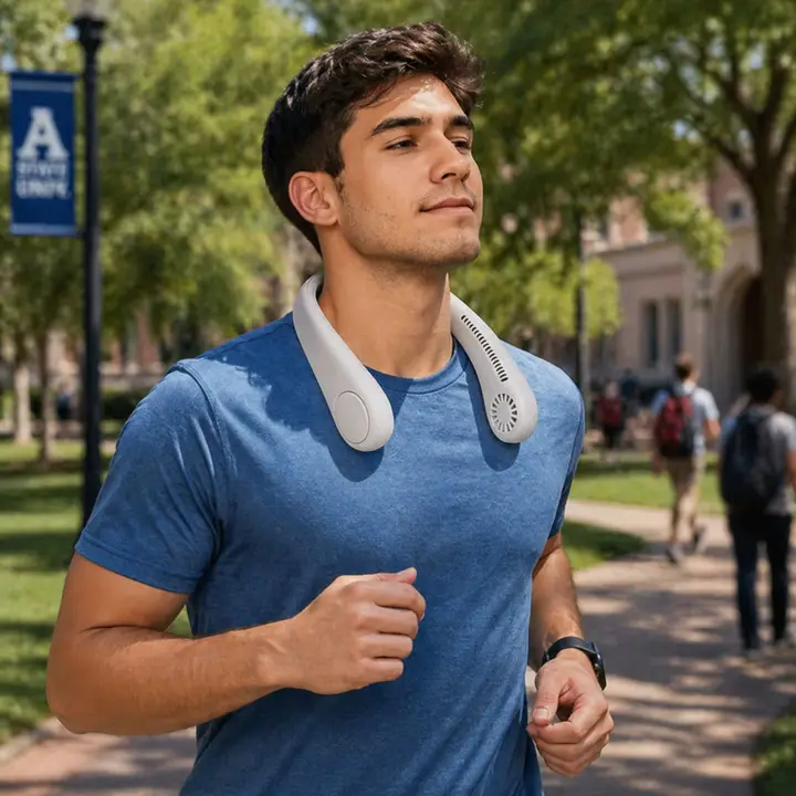 Portable Rechargeable Neck Fan, Hands-Free Personal Cooling Fan with 3 Speed Settings, Lightweight Wearable Fan for Indoor & Outdoor Use
